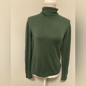 IMAN Forest Green Turtleneck Sweater with Cuff Buttons